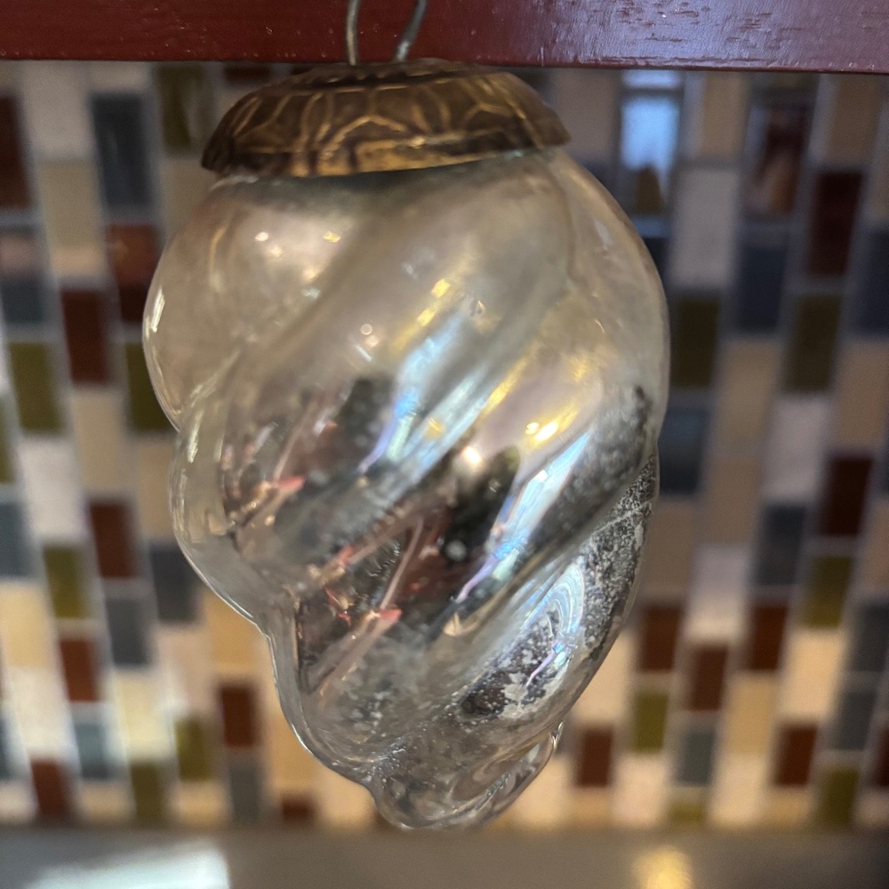 Vintage Kugel ribbed pinecone glass ornament